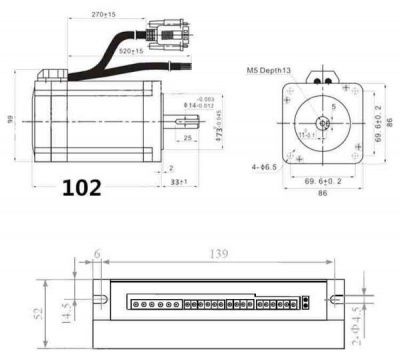 86HSE4N-B32+HBS86H 45 кг см гибридный сервопривод