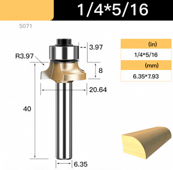 картинка Фреза кромочная калевочная с нижним подшипником от магазина 999CNC.RU