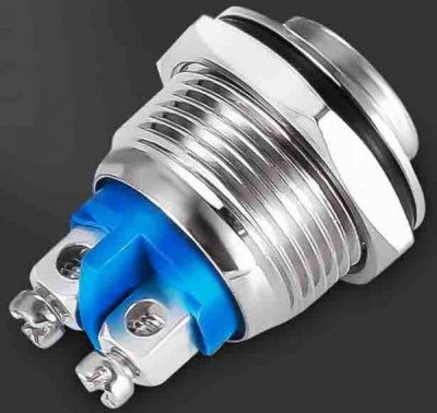 Кнопка 16мм Led blue 5v меню токарный высокая винтовое без фиксации